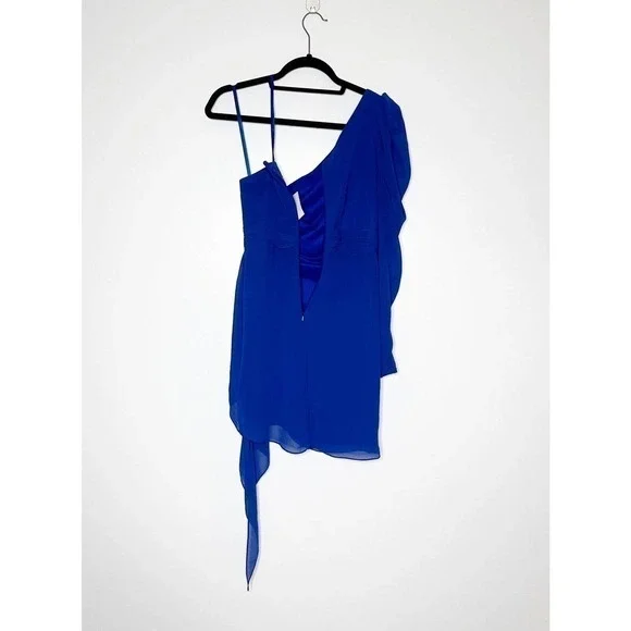 NWT Ieena For MacDuggal One Shoulder Mini Dress Women's Blue Size 2